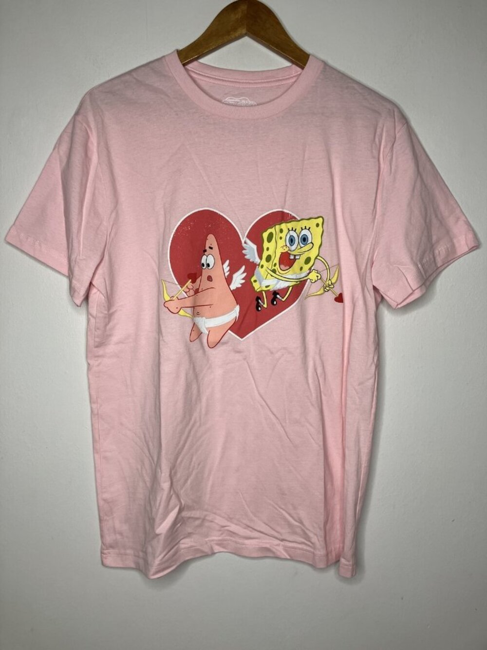 Spongebob Squarepants Patrick Cupid Valentine's Day T-Shirt Men's Pink Medium